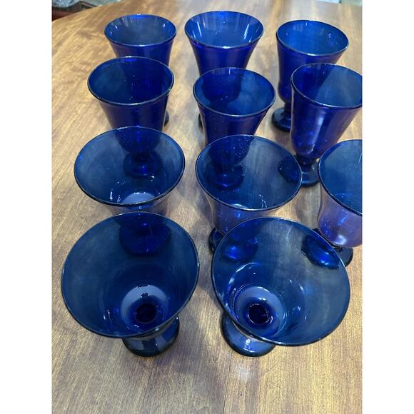 Handblown blue glasses goblets Isreal 15 pieces beautiful - Picture 5 of 11